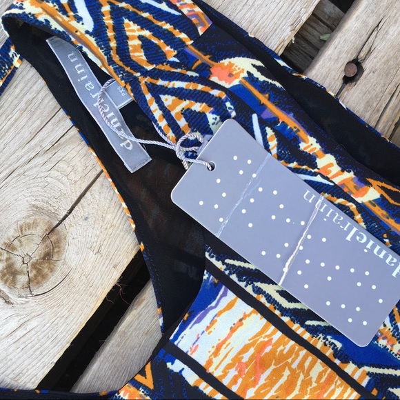 Stitch Fix Daniel Rainn blue orange blouse PXS - Picture 3 of 5